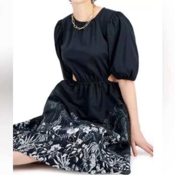 NWOT INC International Concepts Black & White Floral Cutout Dress Size S - Picture 2 of 8